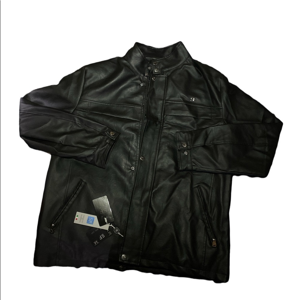 NWT Superlative Fashion Italia black leather luxury jacket